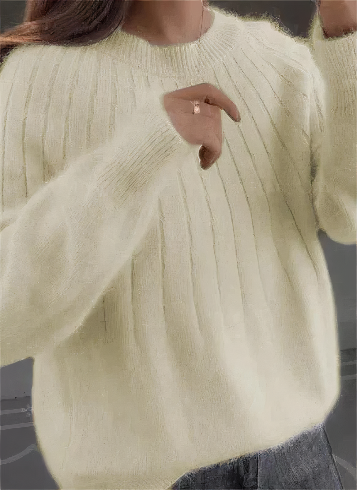 Pull Femme Col Rond en Tricot Douillet – Élégance Confortable Hivernale