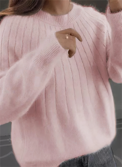 Pull Femme Col Rond en Tricot Douillet – Élégance Confortable Hivernale