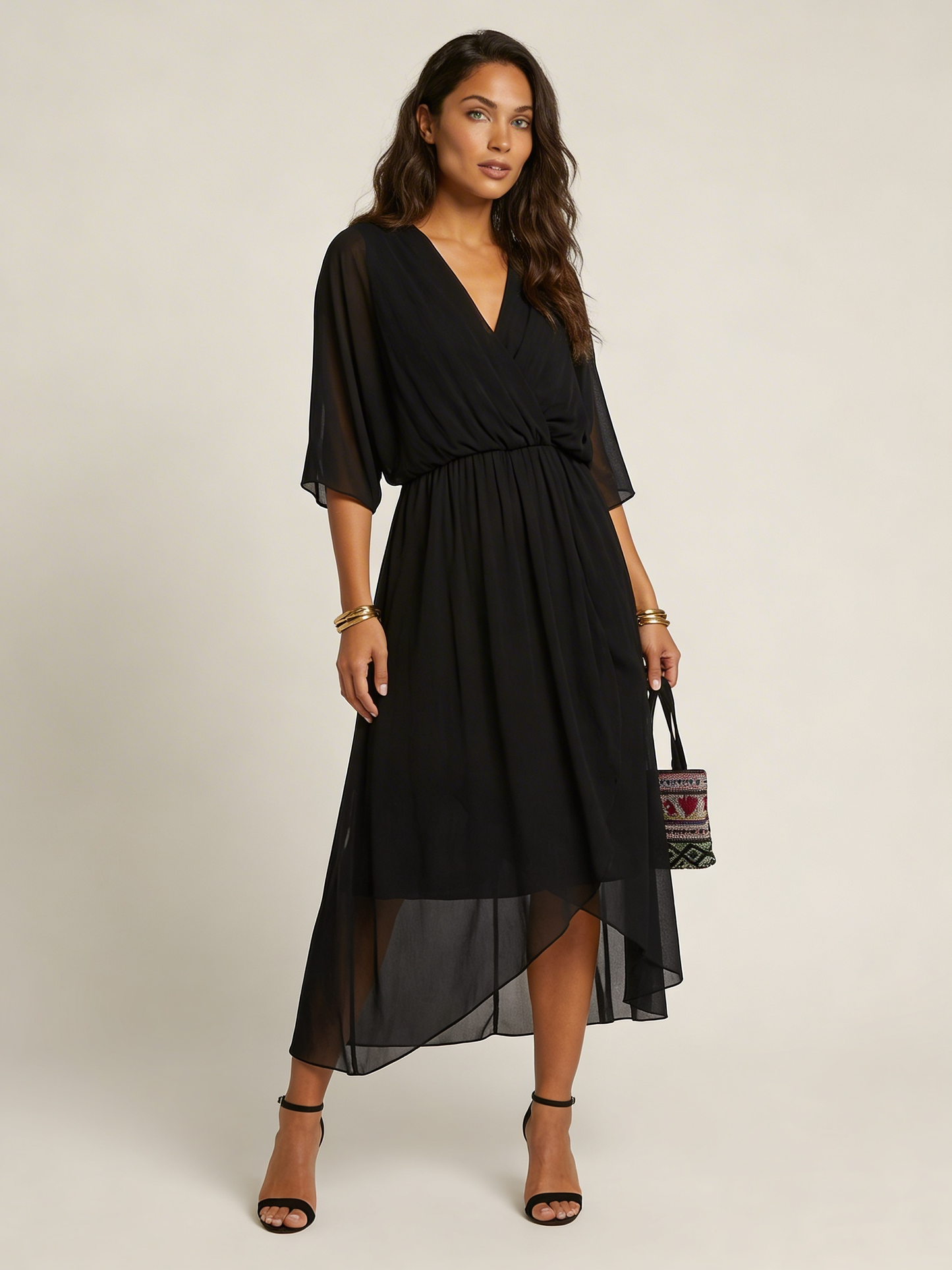 Robe portefeuille midi femme – Fluide et ceinturée