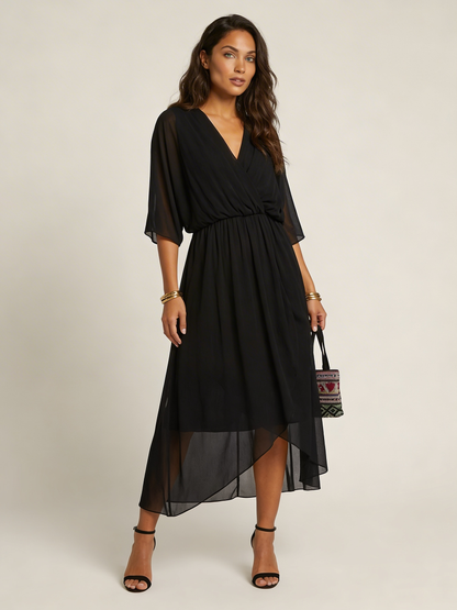 Robe portefeuille midi femme – Fluide et ceinturée