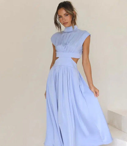 Robe longue pour femme avec décolleté hanches ouvertes - Robe élégante et fluide