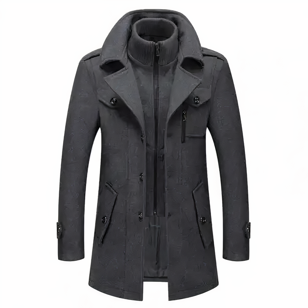 Manteau pour Homme en Mélange de Laine à Double Col – Classique Hiver