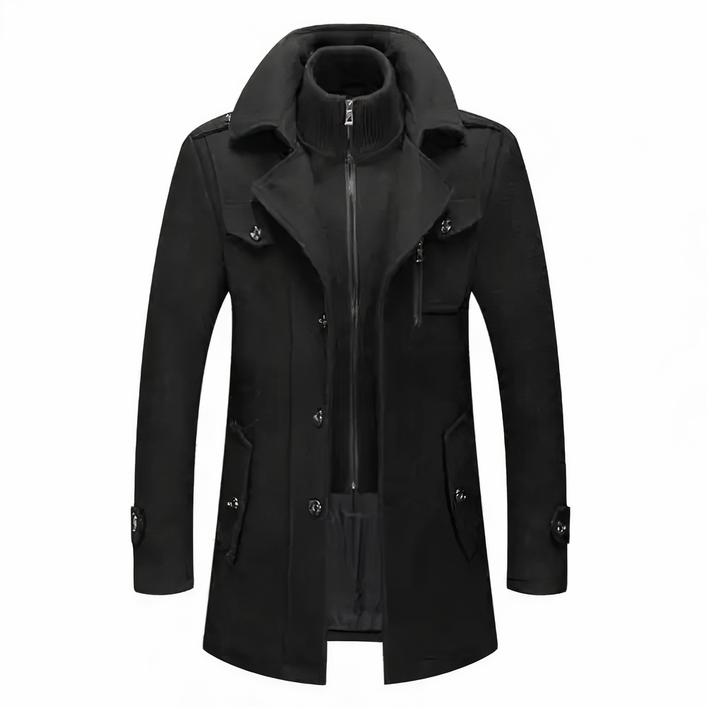Manteau pour Homme en Mélange de Laine à Double Col – Classique Hiver