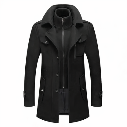 Manteau pour Homme en Mélange de Laine à Double Col – Classique Hiver