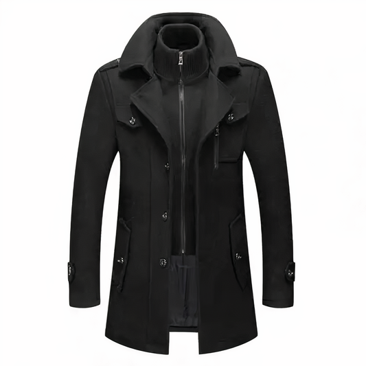 Manteau pour Homme en Mélange de Laine à Double Col – Classique Hiver