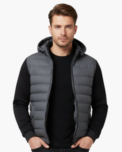Giacca imbottita con cappuccio da uomo – Stile urbano e comfort termico