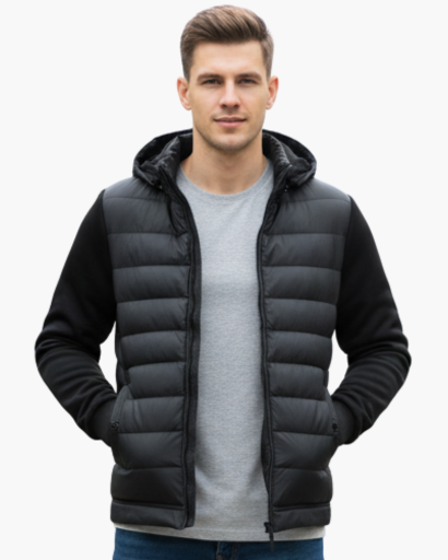 Giacca imbottita con cappuccio da uomo – Stile urbano e comfort termico