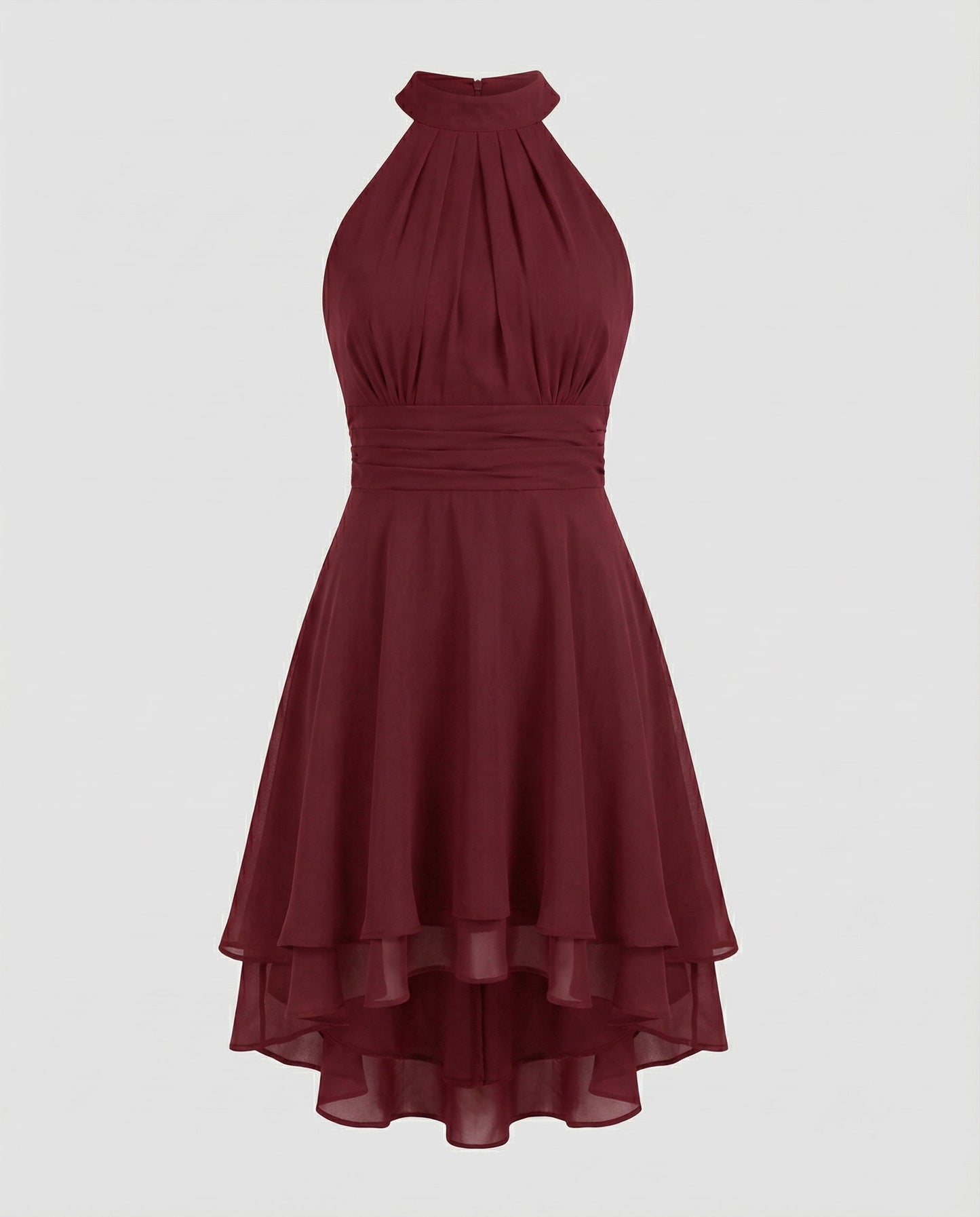 Robe Cocktail Élégante Femme – Mini Plissée En Chiffon Sans Manches