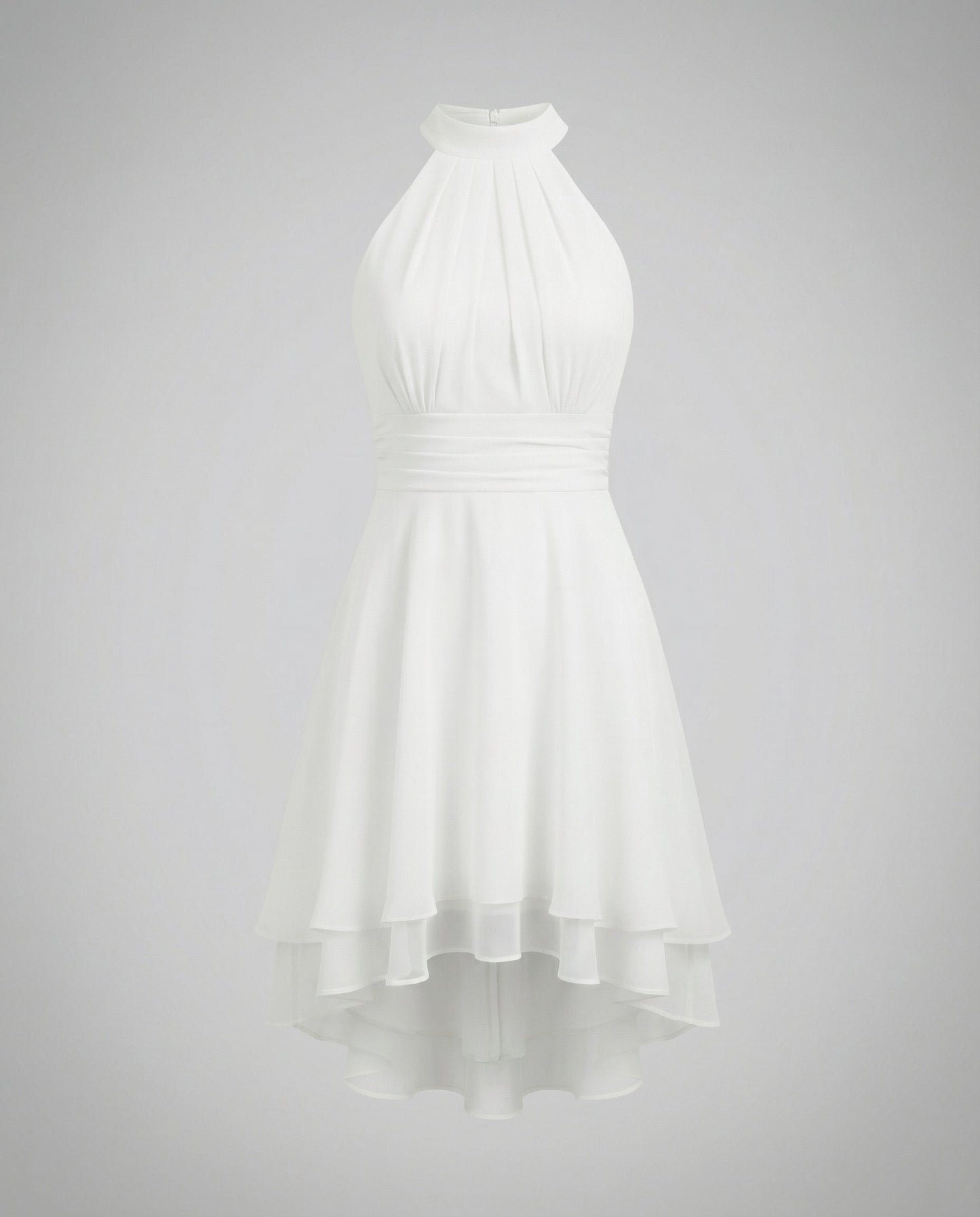 Robe Cocktail Élégante Femme – Mini Plissée En Chiffon Sans Manches