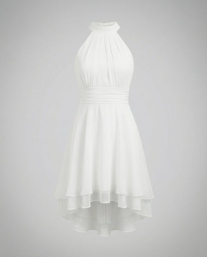 Robe Cocktail Élégante Femme – Mini Plissée En Chiffon Sans Manches
