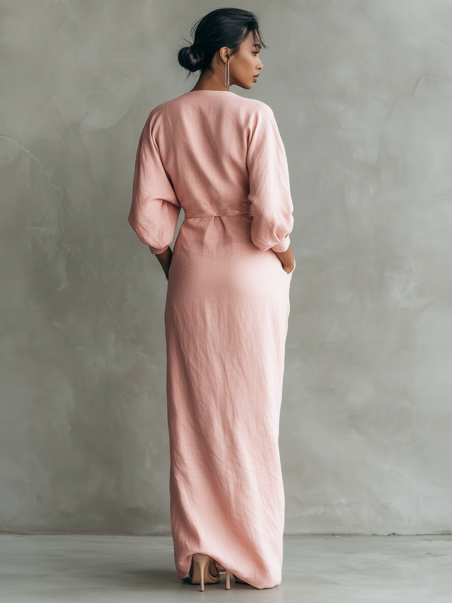 Maxi draped women's dress - Elegant and feminine
