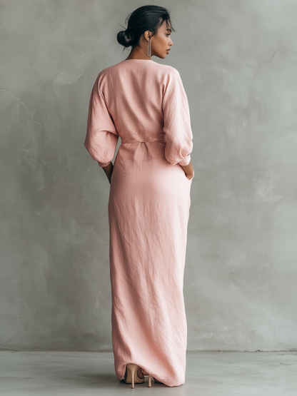 Maxi draped women's dress - Elegant and feminine