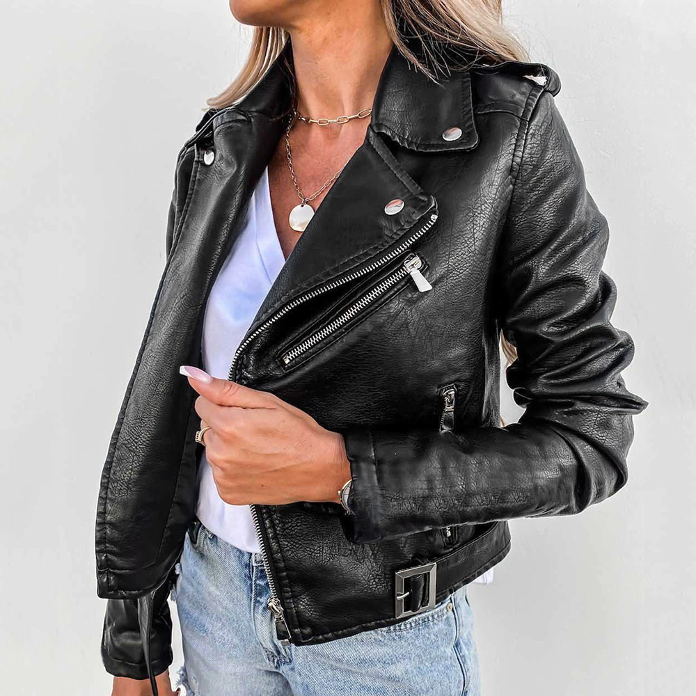 Veste en cuir élégante et stylée pour femme