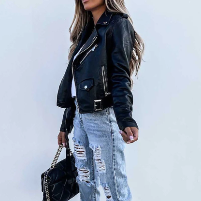 Veste en cuir élégante et stylée pour femme