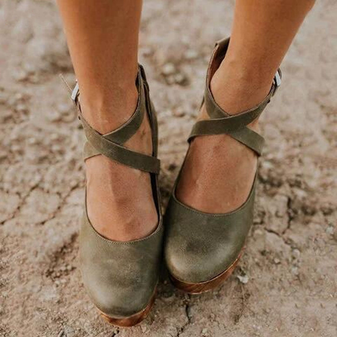 Escarpins compensés à bout fermé pour femmes – Style élégant et confortable avec bride à la cheville