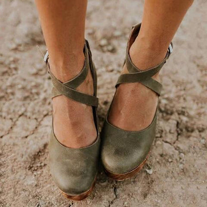 Escarpins compensés à bout fermé pour femmes – Style élégant et confortable avec bride à la cheville