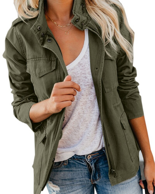 Veste Mi-Mollet avec Poches pour Femme - Élégante et Polyvalente