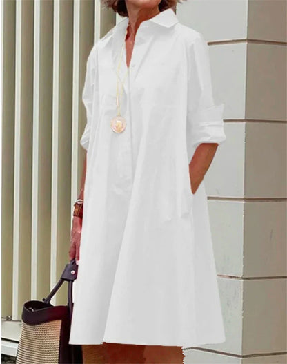 Robe chemise femme à pois polka dot – Coupe fluide élégante en coton mélangé