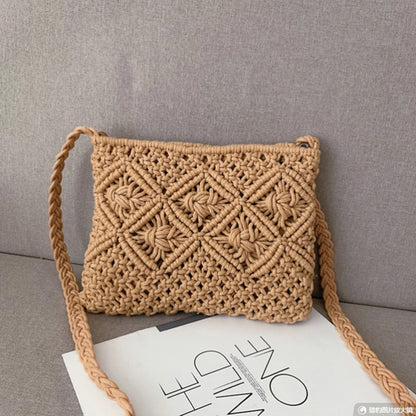 Sac Bandoulière Tressé Femme – Macramé Coton Fait Main Style Estival