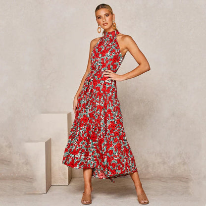 Robe bohème longue sans manches à col montant – Parfaite pour vos escapades d'été