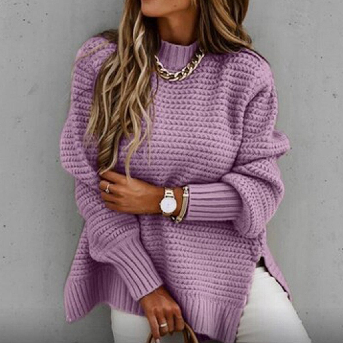 Jersey de cuello medio alto para mujer - Elegante y suave