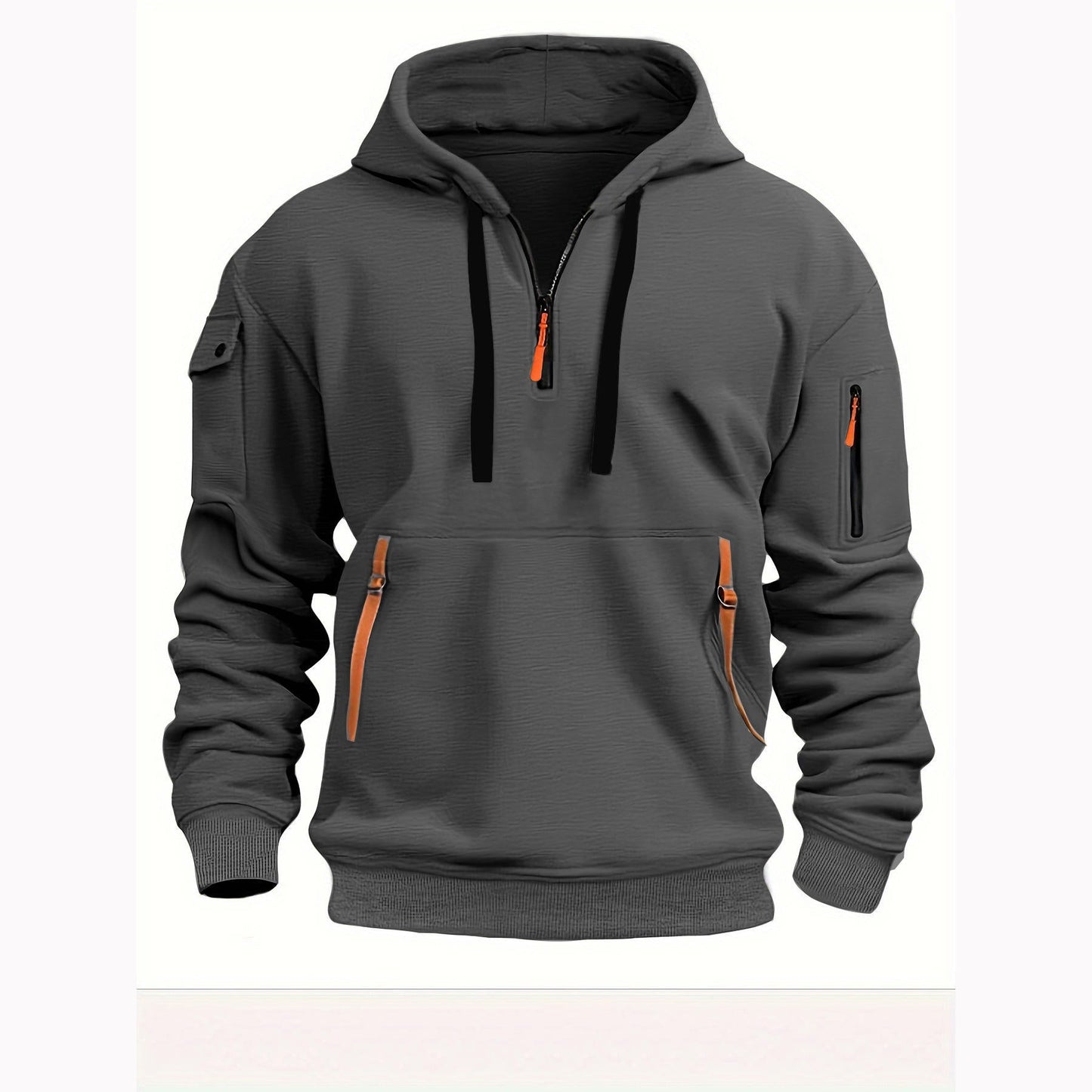 Sweat à Capuche Demi-Zip Décontracté Élégant pour Homme – Confortable