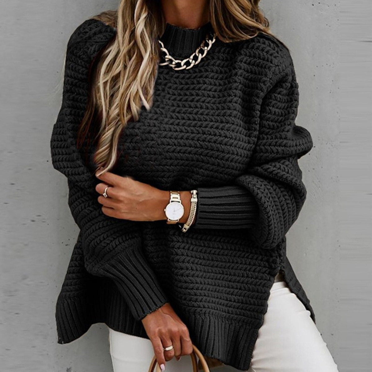 Jersey de cuello medio alto para mujer - Elegante y suave
