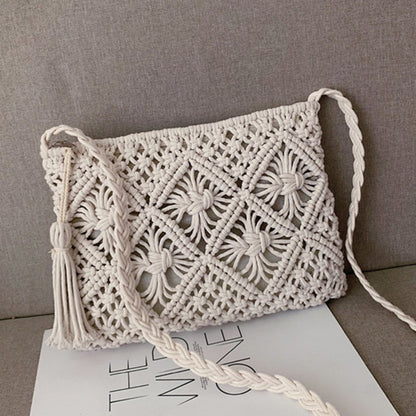 Sac Bandoulière Tressé Femme – Macramé Coton Fait Main Style Estival