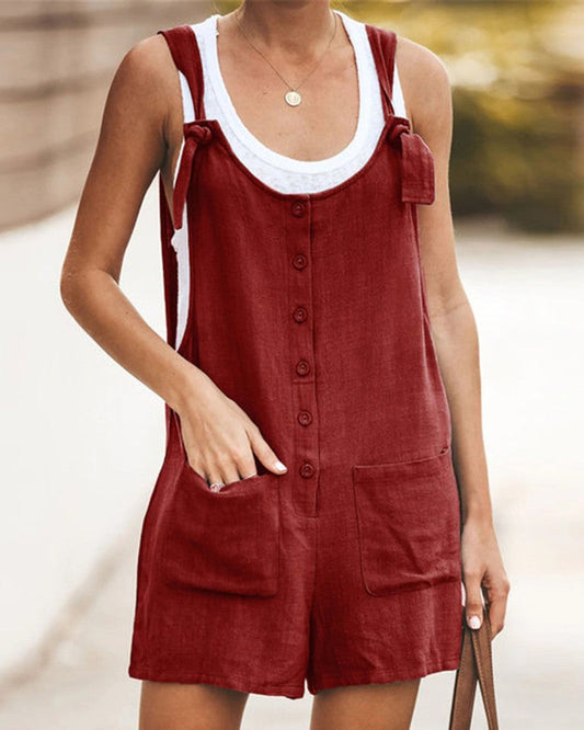 Fun Short Summer Suit for Women – Sleeveless Style in Linen Blend