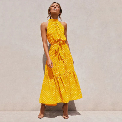 Robe bohème longue sans manches à col montant – Parfaite pour vos escapades d'été