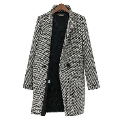 Manteau Long Élégant en Tweed de Laine pour Femme – Manteau de Luxe Confortable