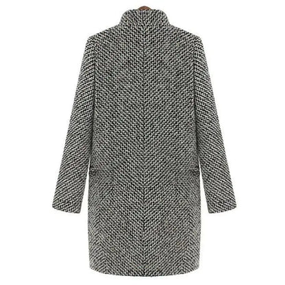 Manteau Long Élégant en Tweed de Laine pour Femme – Manteau de Luxe Confortable