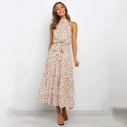 Robe bohème longue sans manches à col montant – Parfaite pour vos escapades d'été