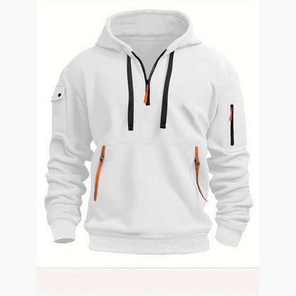 Sweat à Capuche Demi-Zip Décontracté Élégant pour Homme – Confortable