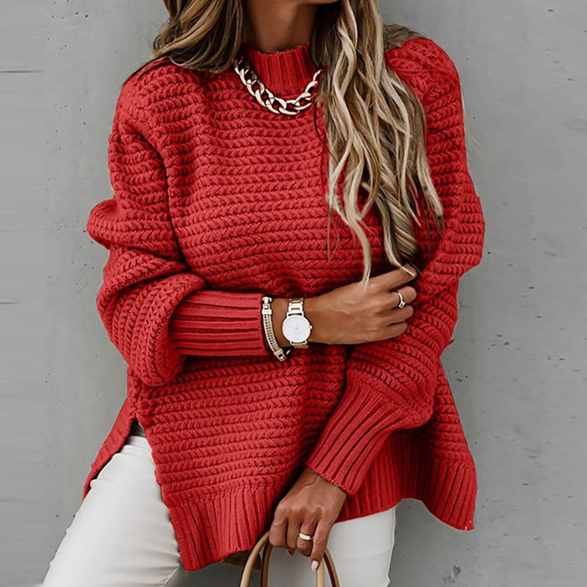 Jersey de cuello medio alto para mujer - Elegante y suave