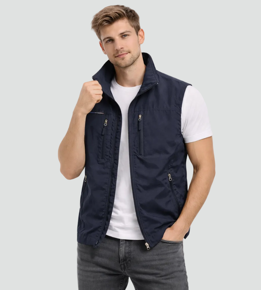 Men's zip-up bodywarmer with stand-up collar - Practical and versatile