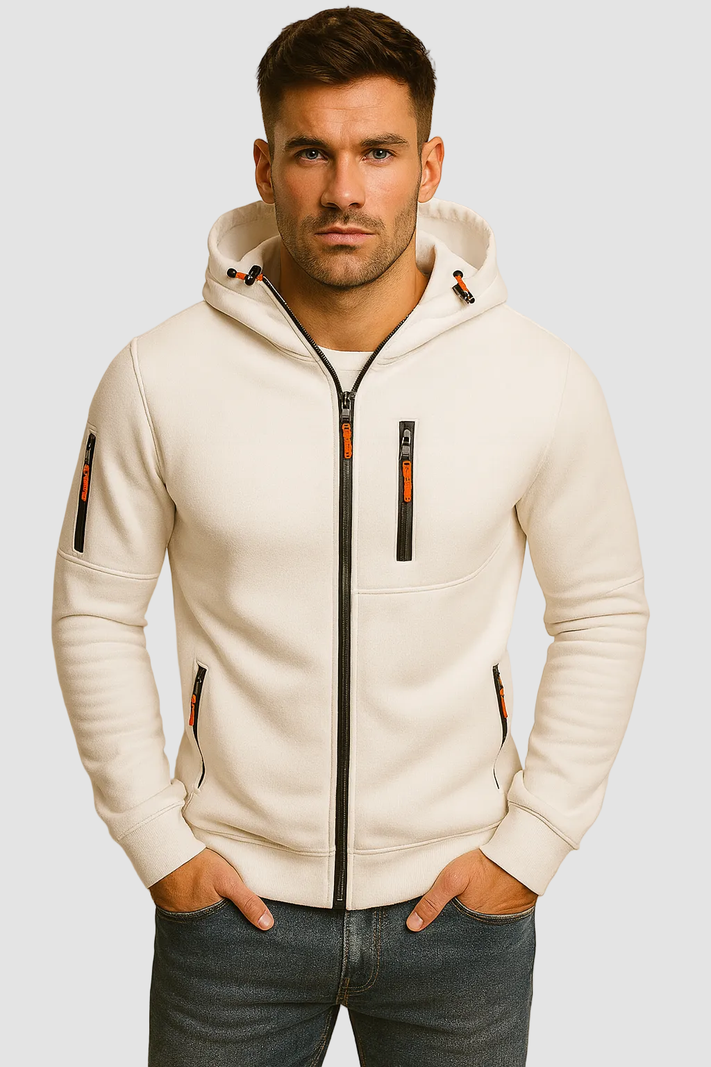 Men's zip-up hooded hoodie - Comfortable and warm