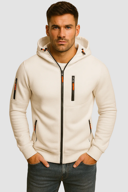 Men's zip-up hooded hoodie - Comfortable and warm