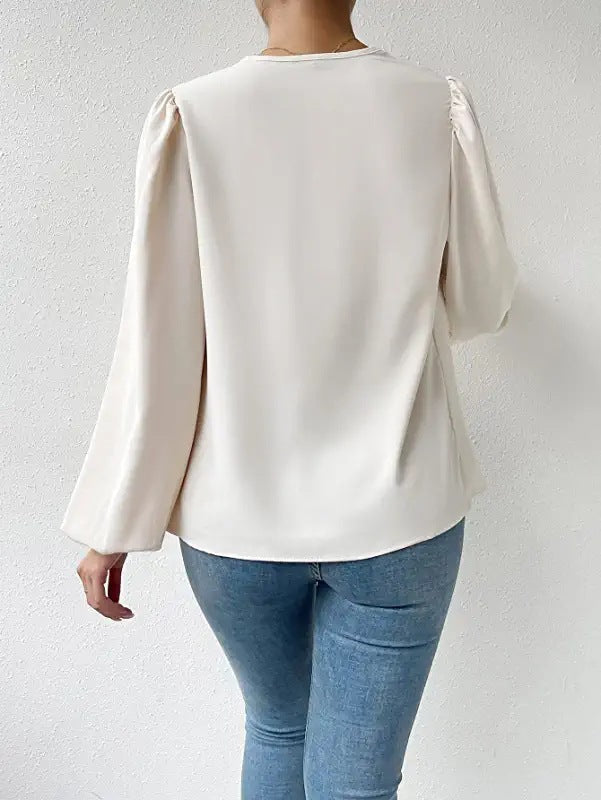 Femmes Élégante Col Cowl Chiffon Manchon ballon Chemisier - Polyvalente