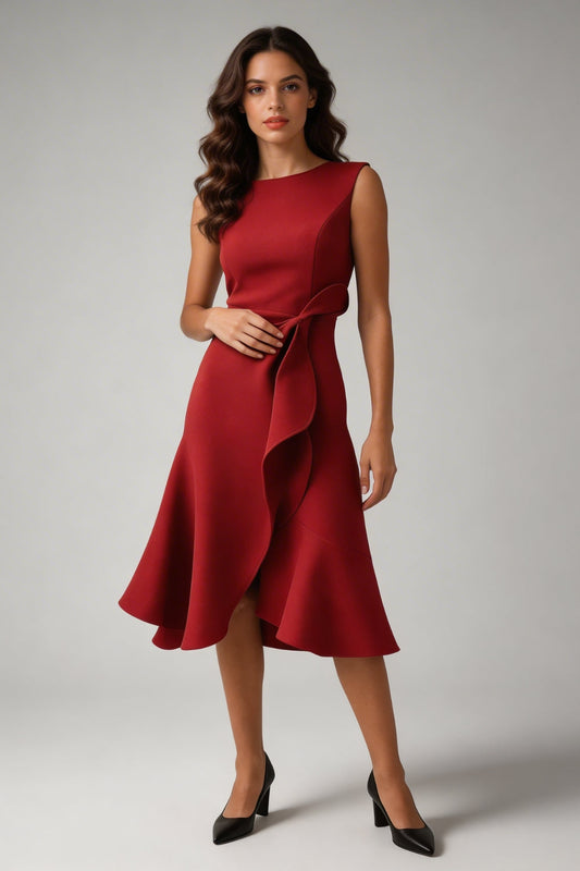 Women's Midi Wrap Dress – Elegant and Flowing for Summer and Evening