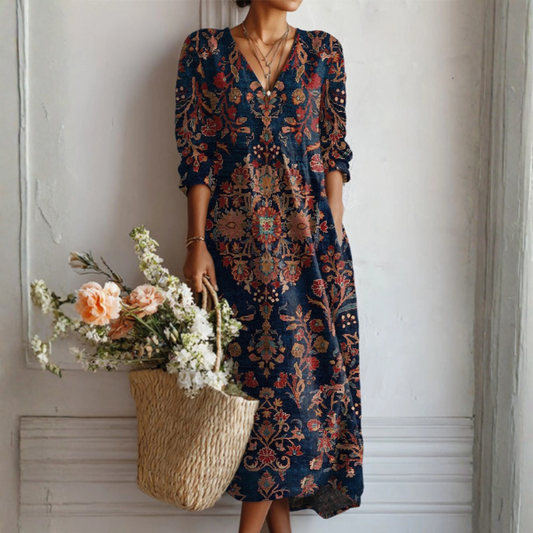 Robe élégante en lin pour femme – Robe confortable de style vintage