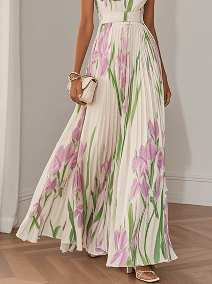 Robe Maxi Femme en Mousseline Sans Manches – Style Élégant Léger