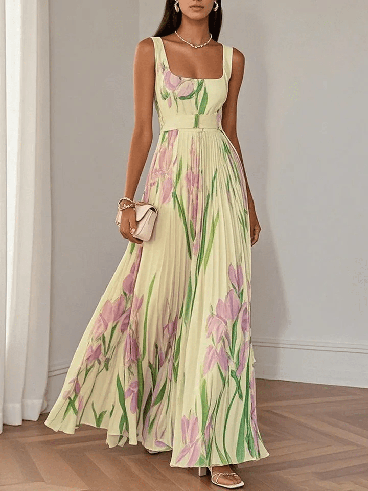 Robe Maxi Femme en Mousseline Sans Manches – Style Élégant Léger
