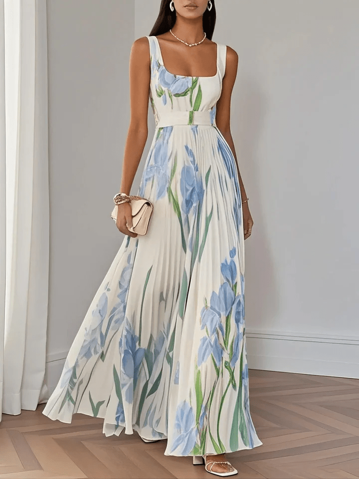Robe Maxi Femme en Mousseline Sans Manches – Style Élégant Léger