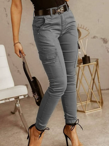 Pantalon Femme Élégant Taille Haute – Style Cargo Décontracté Quotidien