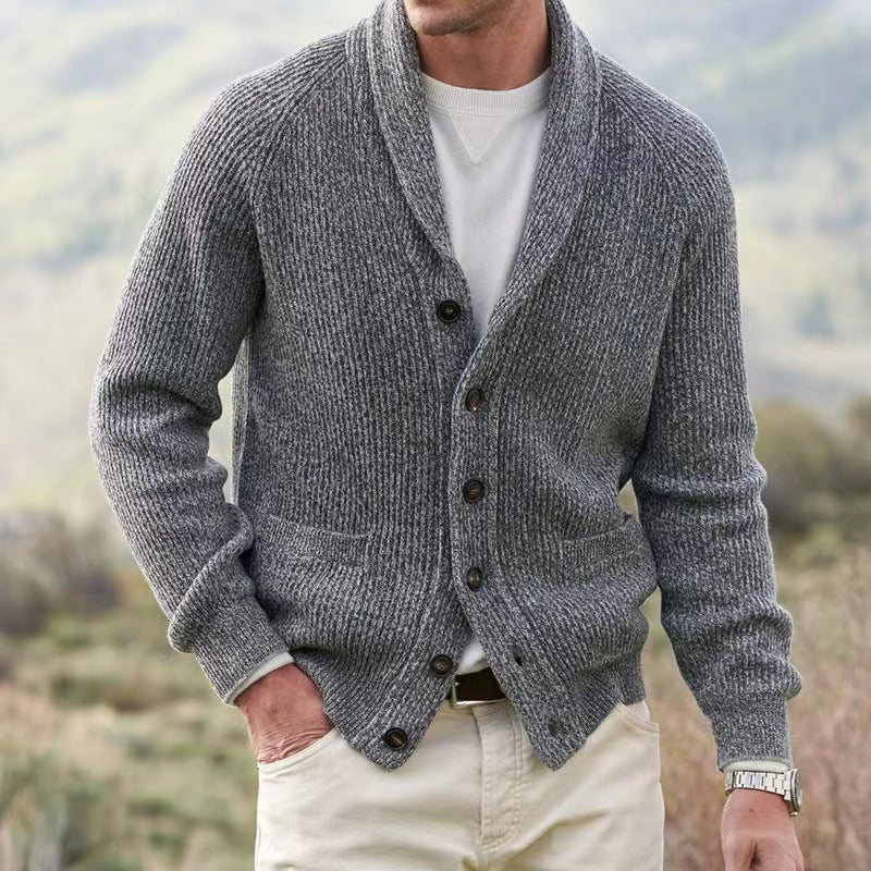 Cardigan Vintage Homme en Laine Boutonné – Confort Col V Tricoté