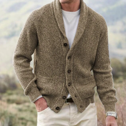 Cardigan Vintage Homme en Laine Boutonné – Confort Col V Tricoté