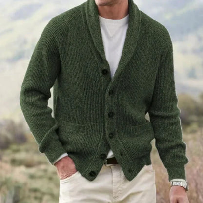 Cardigan Vintage Homme en Laine Boutonné – Confort Col V Tricoté