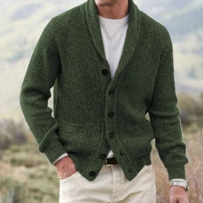 Cardigan Vintage Homme en Laine Boutonné – Confort Col V Tricoté