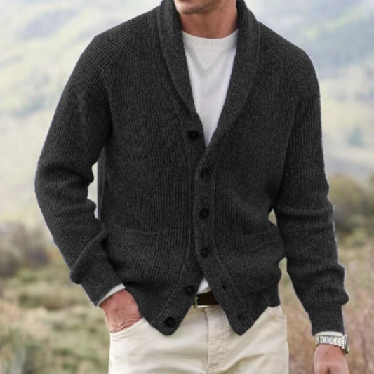 Cardigan Vintage Homme en Laine Boutonné – Confort Col V Tricoté